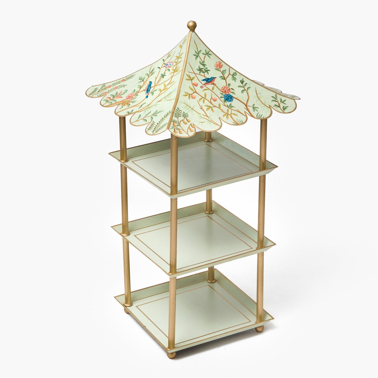 Supporto a pagoda a tre livelli in stile Chinoiserie Tole