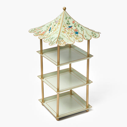 Supporto a pagoda a tre livelli in stile Chinoiserie Tole
