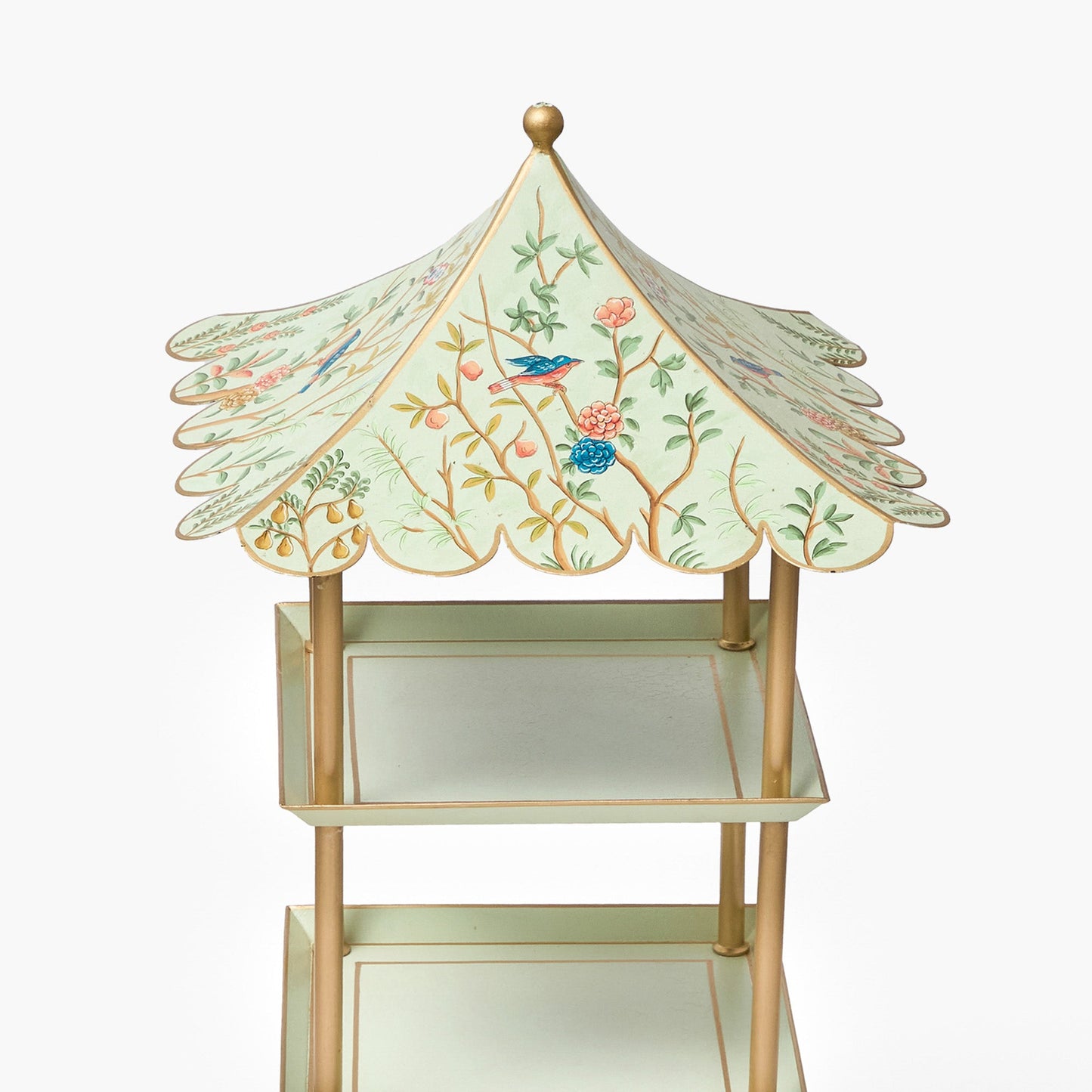 Supporto a pagoda a tre livelli in stile Chinoiserie Tole