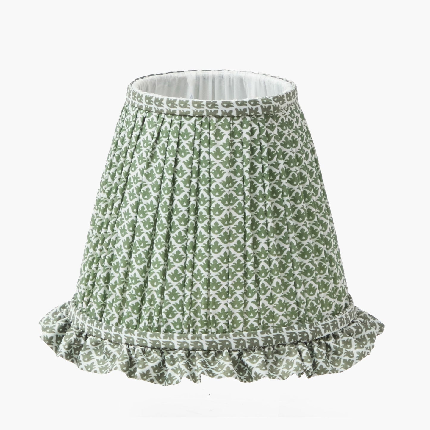 Lampada da parete ricaricabile a quattro foglie con paralume a balze color loto oliva (18 cm)