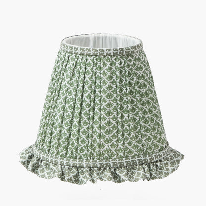 Lampada da parete ricaricabile a quattro foglie con paralume a balze color loto oliva (18 cm)