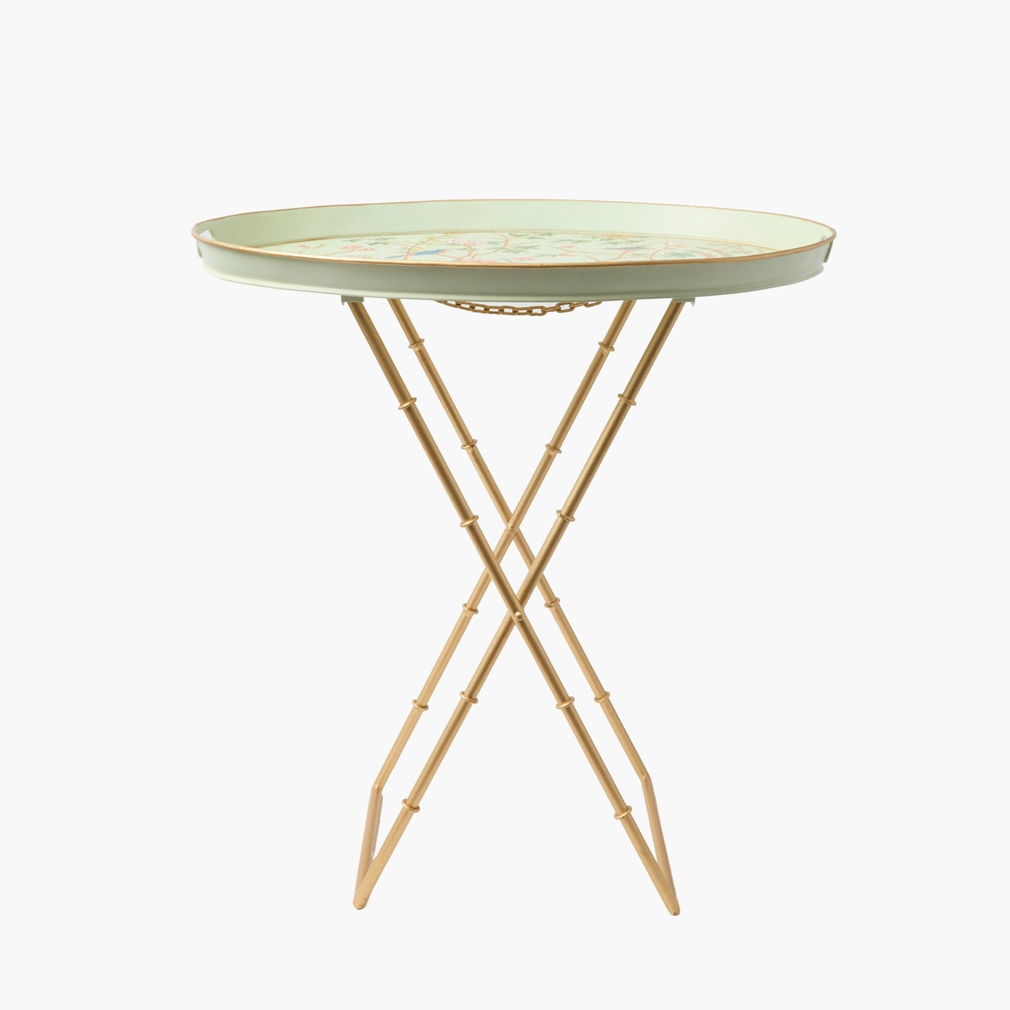 Vassoio rotondo Chinoiserie Tole con supporto