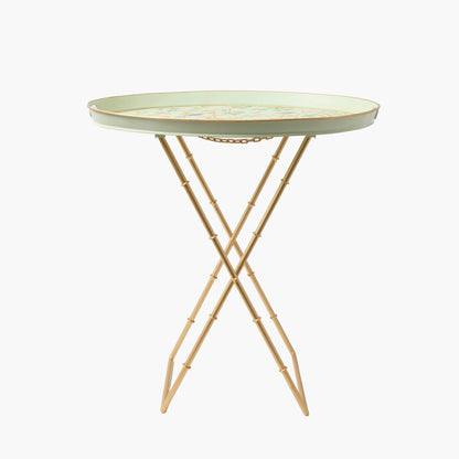 Vassoio rotondo Chinoiserie Tole con supporto