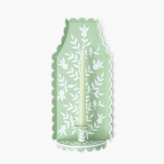 Applique per candela in stile cinese verde Tole