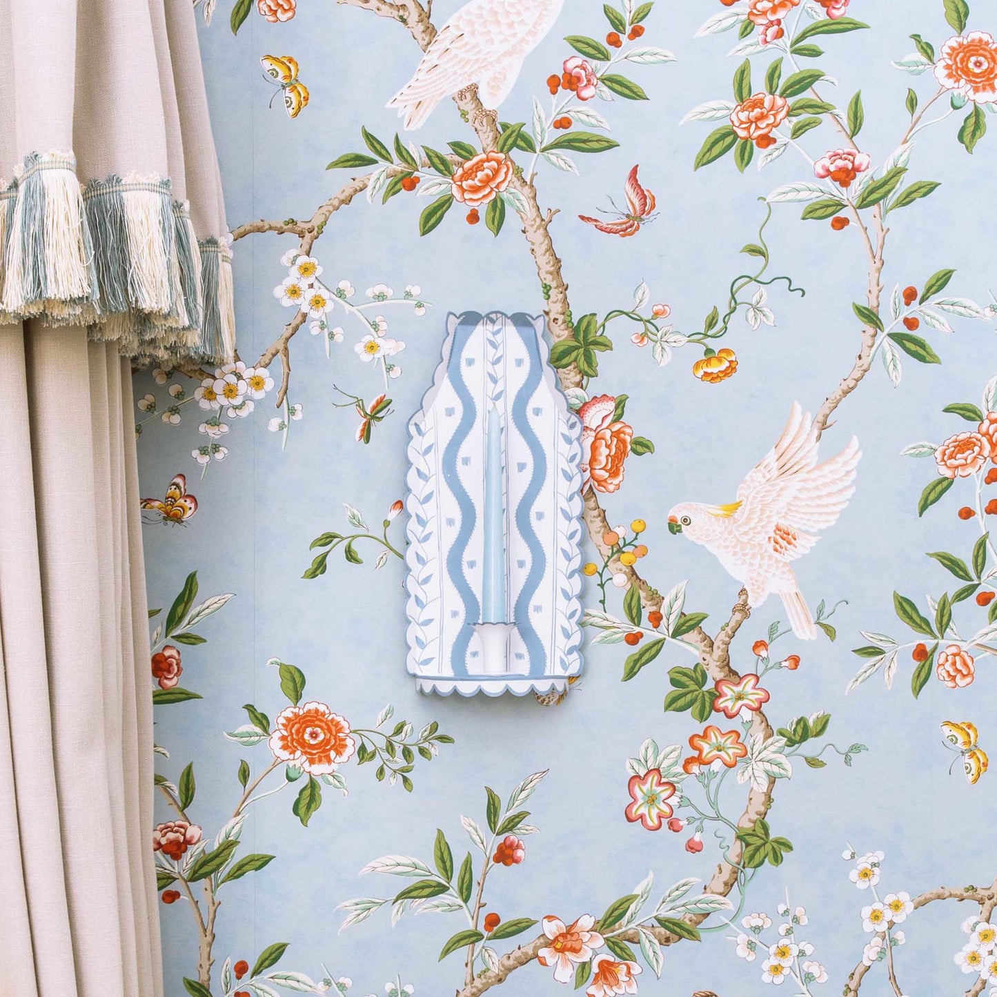 Applique per candele in ikat tole blu