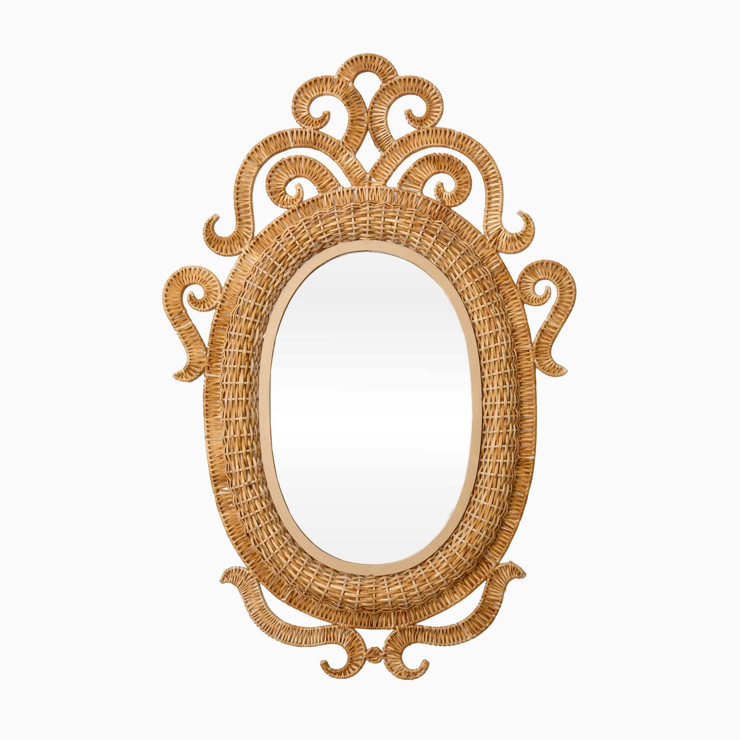 Specchio ovale medio in rattan