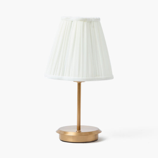 Lampada ricaricabile corta con paralume color crema (18 cm)