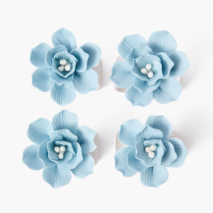 Anelli per tovaglioli Soft Blue Fiore (set da 4)