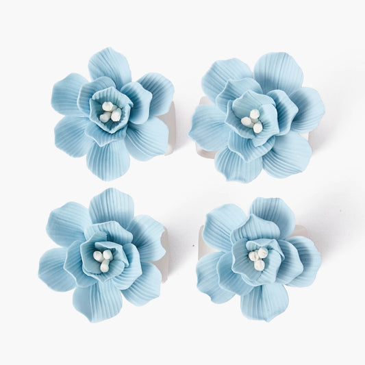 Anelli per tovaglioli Soft Blue Fiore (set da 4)