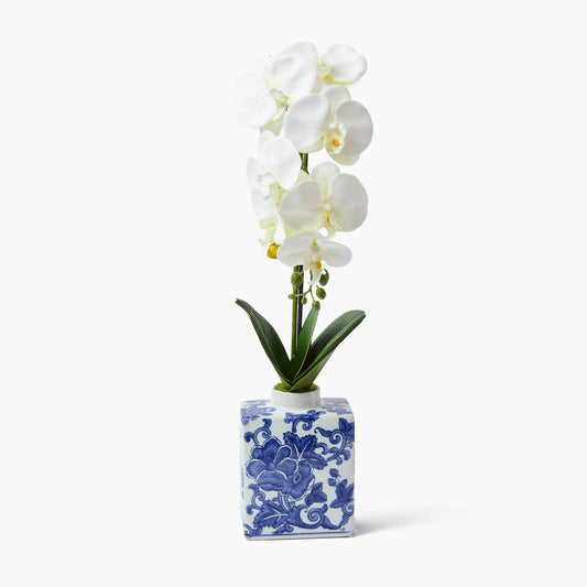 Orchidea finta in vaso Chinoiserie