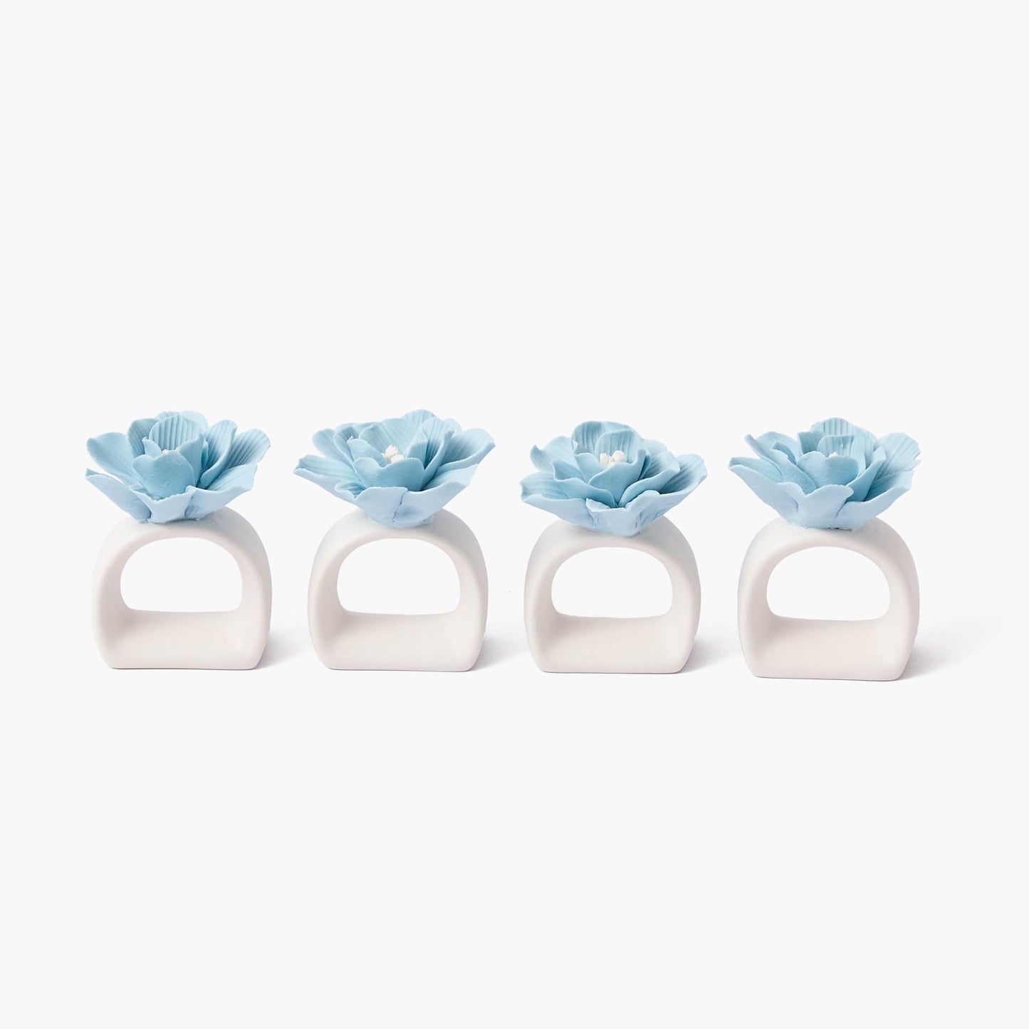 Anelli per tovaglioli Soft Blue Fiore (set da 4)