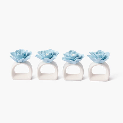 Anelli per tovaglioli Soft Blue Fiore (set da 4)