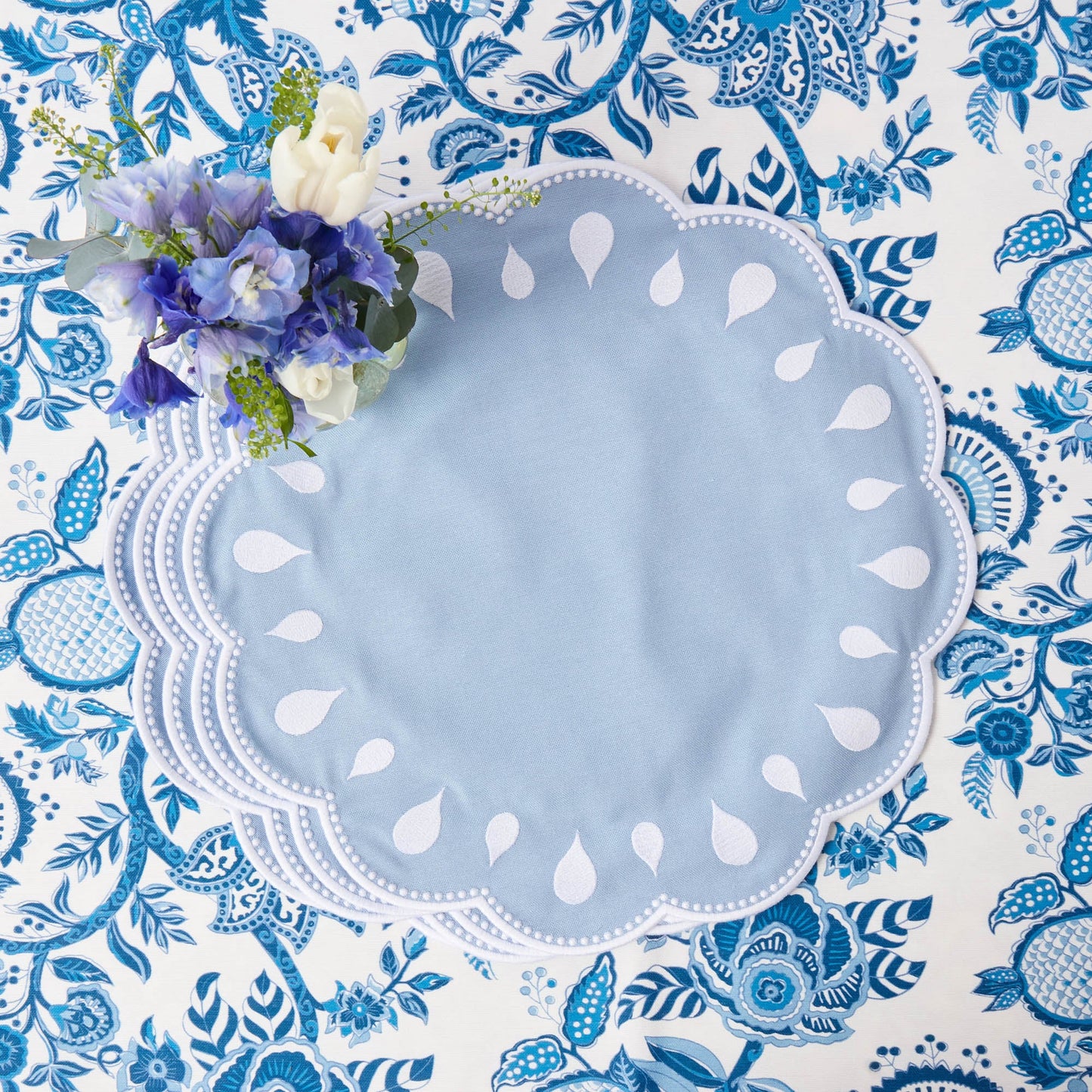 Tovagliette Bettina blu e bianche (set da 4)