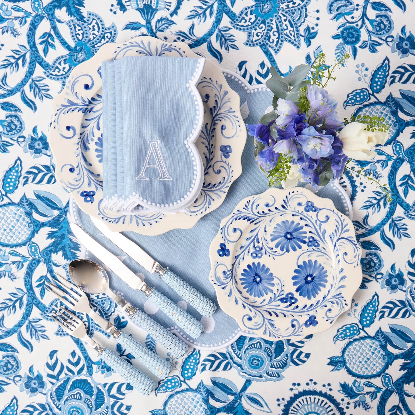 Piattini per antipasti Blue Flowers (set da 4)