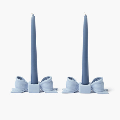 Portacandele a fiocco in ceramica blu (coppia)