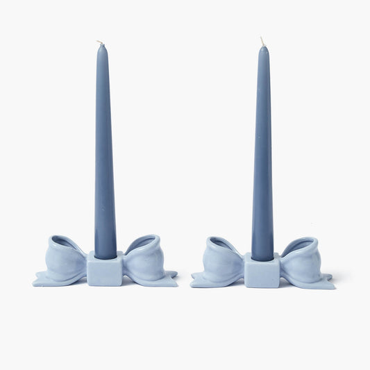 Portacandele a fiocco in ceramica blu (coppia)