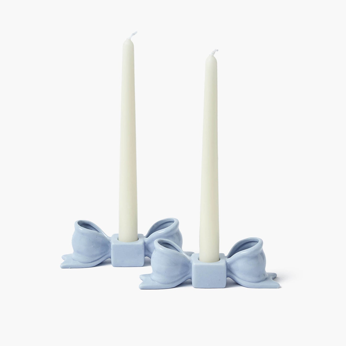 Portacandele a fiocco in ceramica blu (coppia)