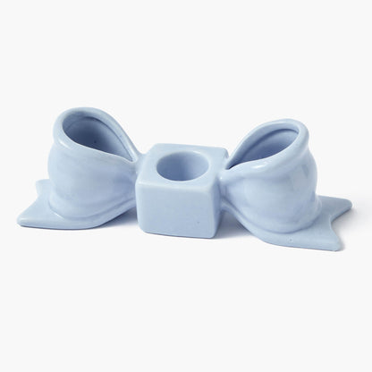 Portacandele a fiocco in ceramica blu (coppia)