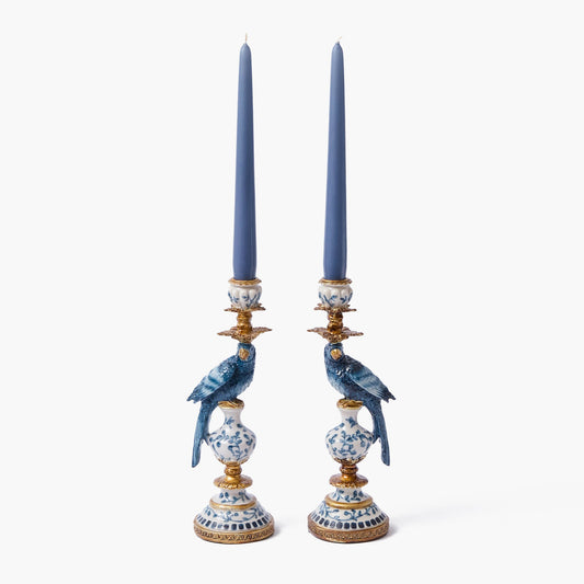 Portacandele piccolo pappagallo blu (coppia)