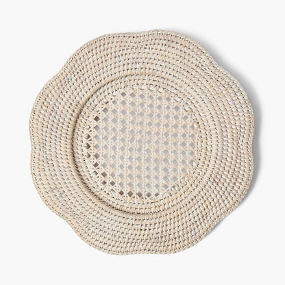 Piatti da portata in rattan smerlato naturale (set da 4)