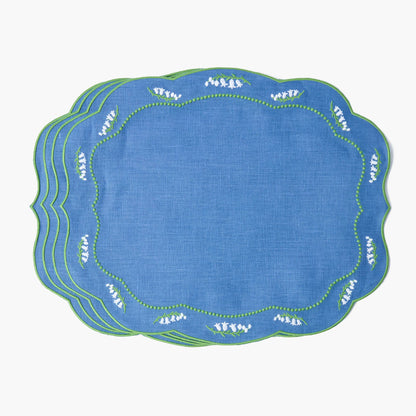 Tovagliette in lino blu Lily of the Valley (set da 4)