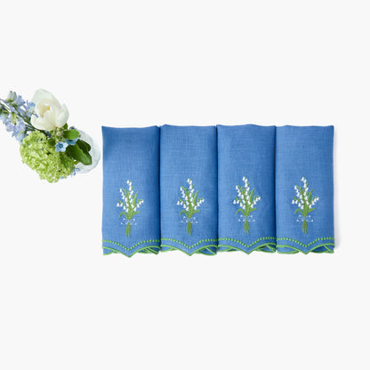 Tovaglioli di lino blu mughetto (set da 4)