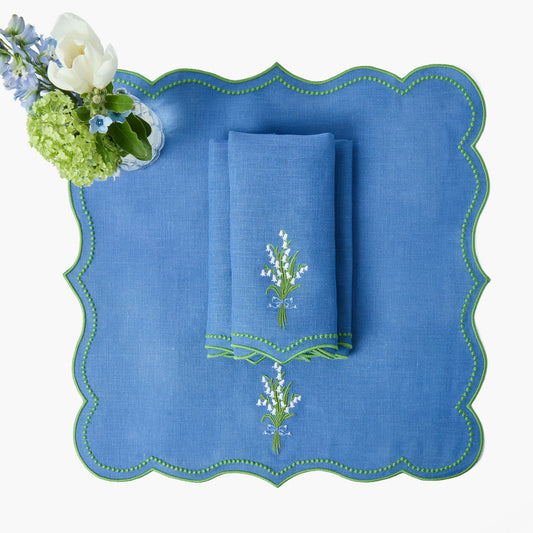 Tovaglioli di lino blu mughetto (set da 4)