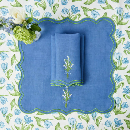 Tovaglioli di lino blu mughetto (set da 4)
