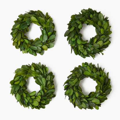 Ghirlande di bosso con fiocchi di velluto verde (set da 4)
