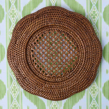 Piatti da portata in rattan smerlato marrone (set da 4)