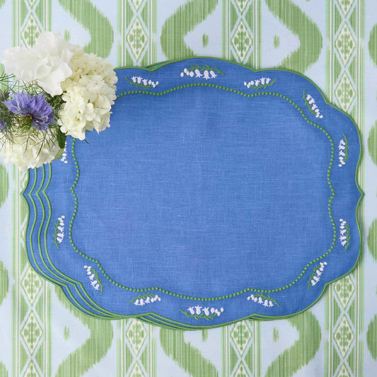 Tovagliette in lino blu Lily of the Valley (set da 4)