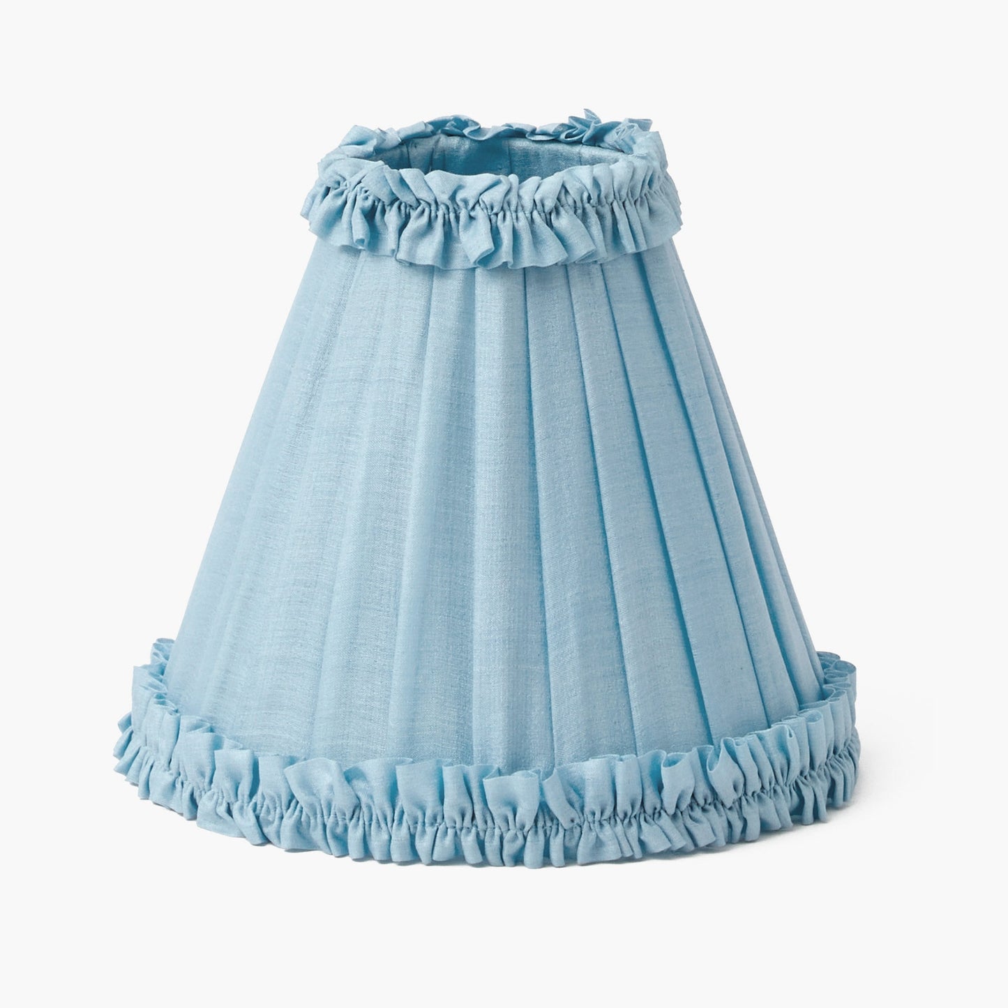 Paralume con volant in seta blu morbido (18 cm)