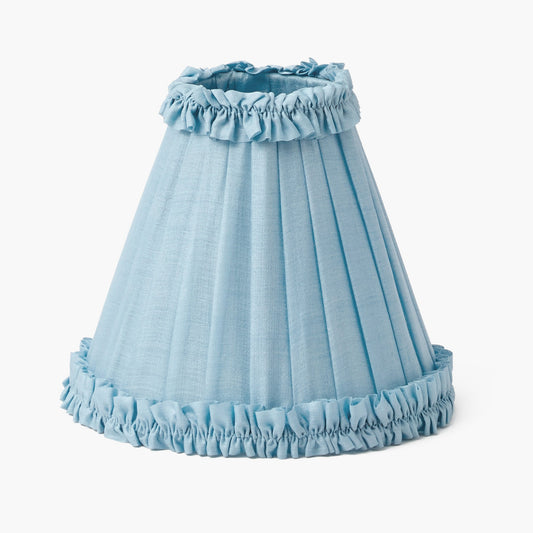 Paralume con volant in seta blu morbido (18 cm)