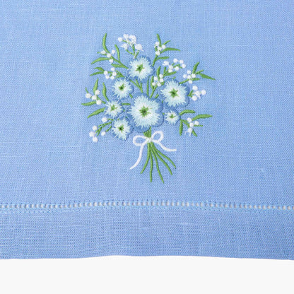 Tovaglioli di lino con motivo floreale pervinca (set da 4)