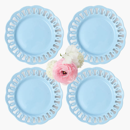 Piatti da portata in pizzo blu morbido (set da 4)