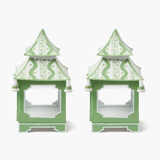 Lanterne Pagoda Ikat Mini Verdi (Coppia)