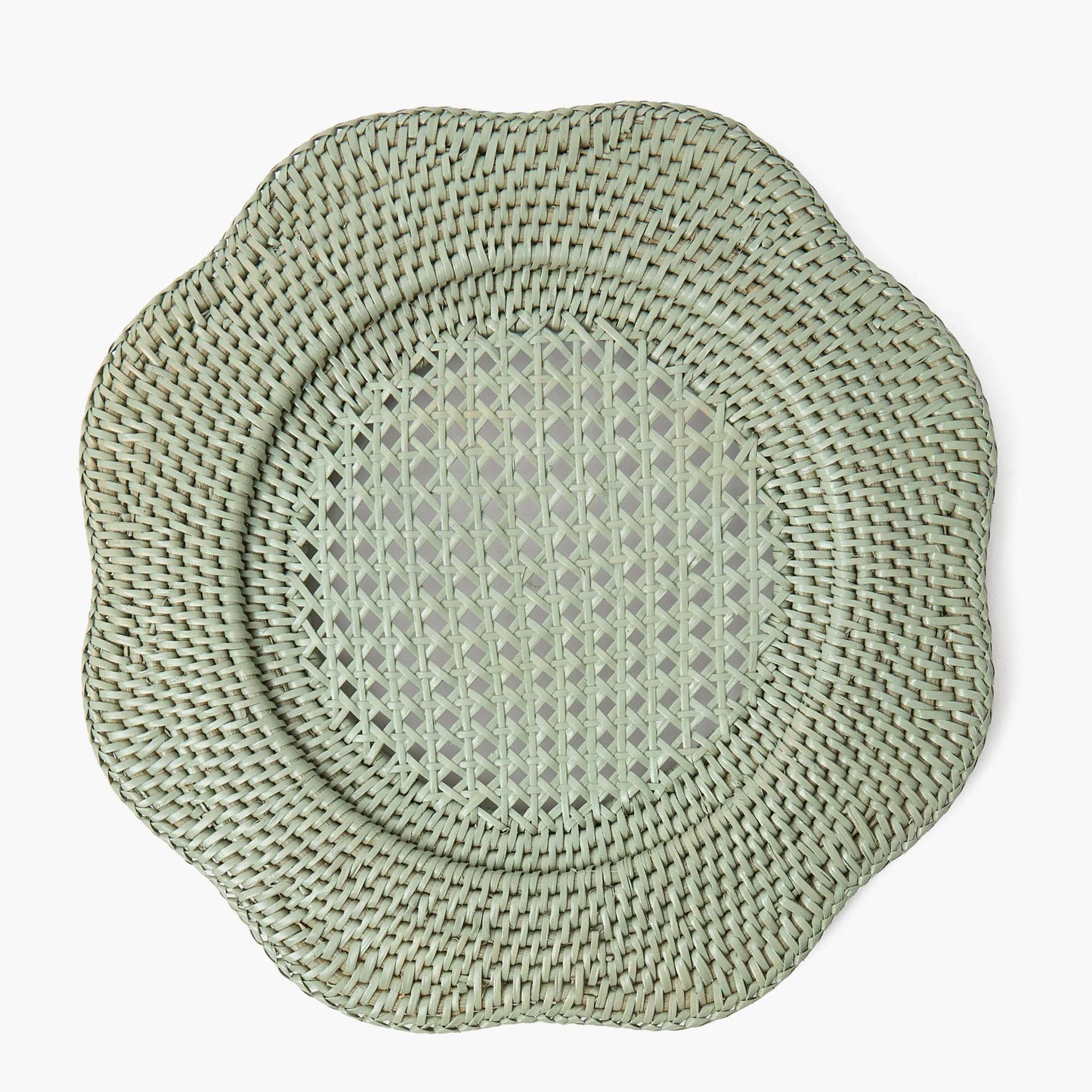 Piatti da portata in rattan smerlato verde (set da 4)