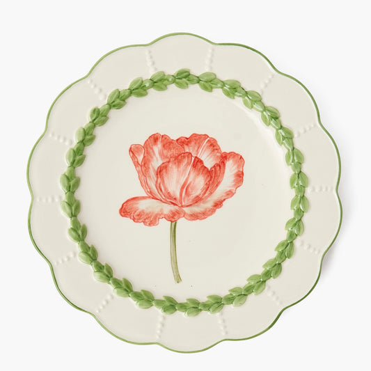 Piatto da portata con tulipano verde alloro