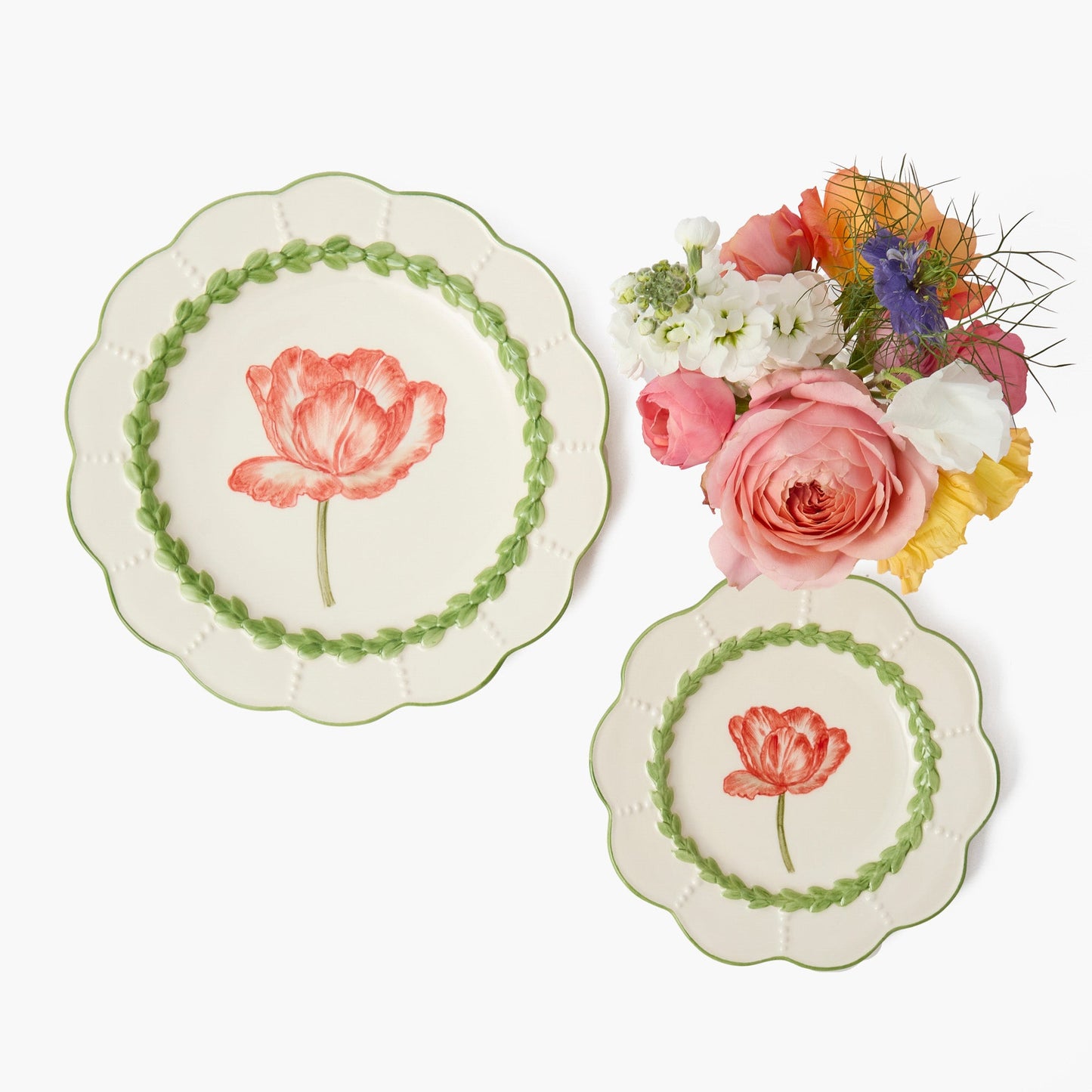 Piatto da portata con tulipano verde alloro