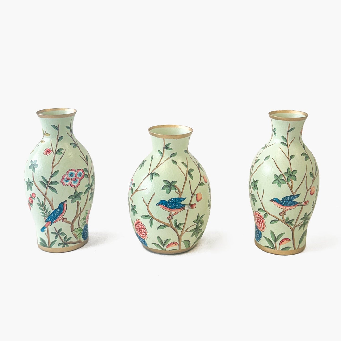Vasi Chinoiserie Tole Bud (set di 3)