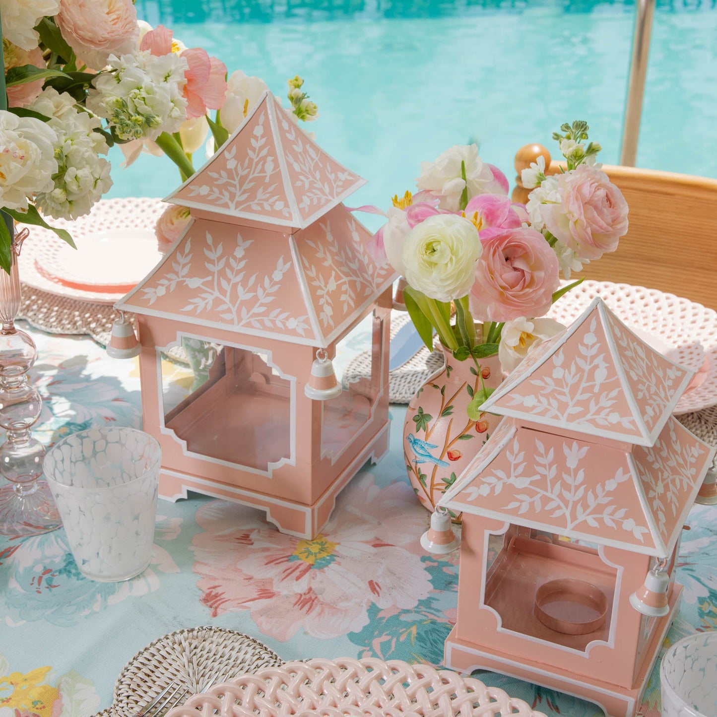 Lanterna Pagoda Chinoiserie Rosa