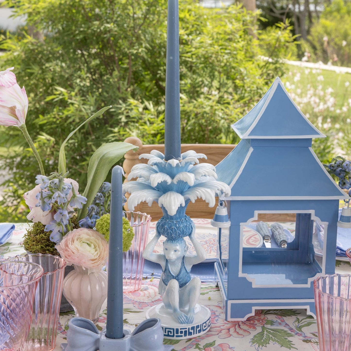 Portacandele Blue Monkey (coppia)