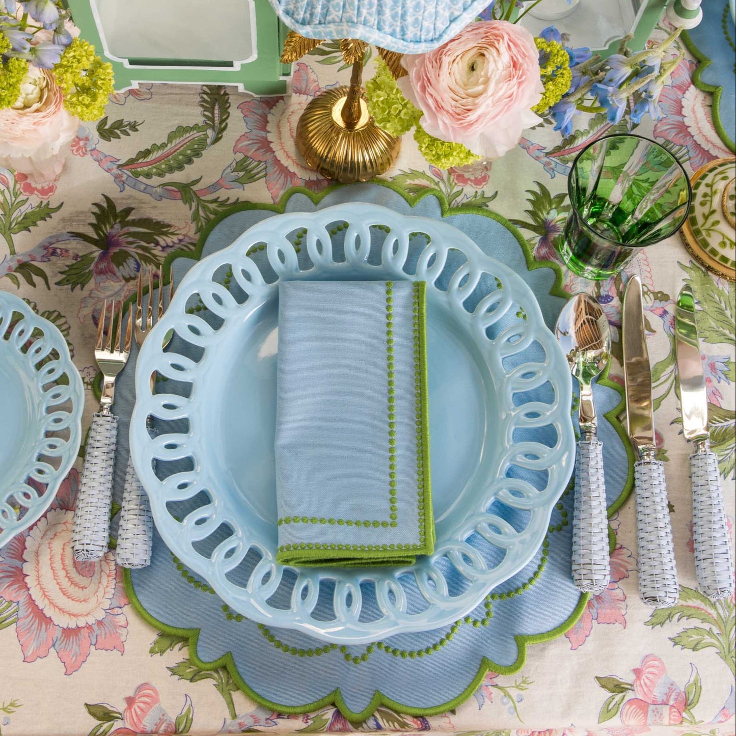 Tovaglioli Mariana blu e verde (set da 4)