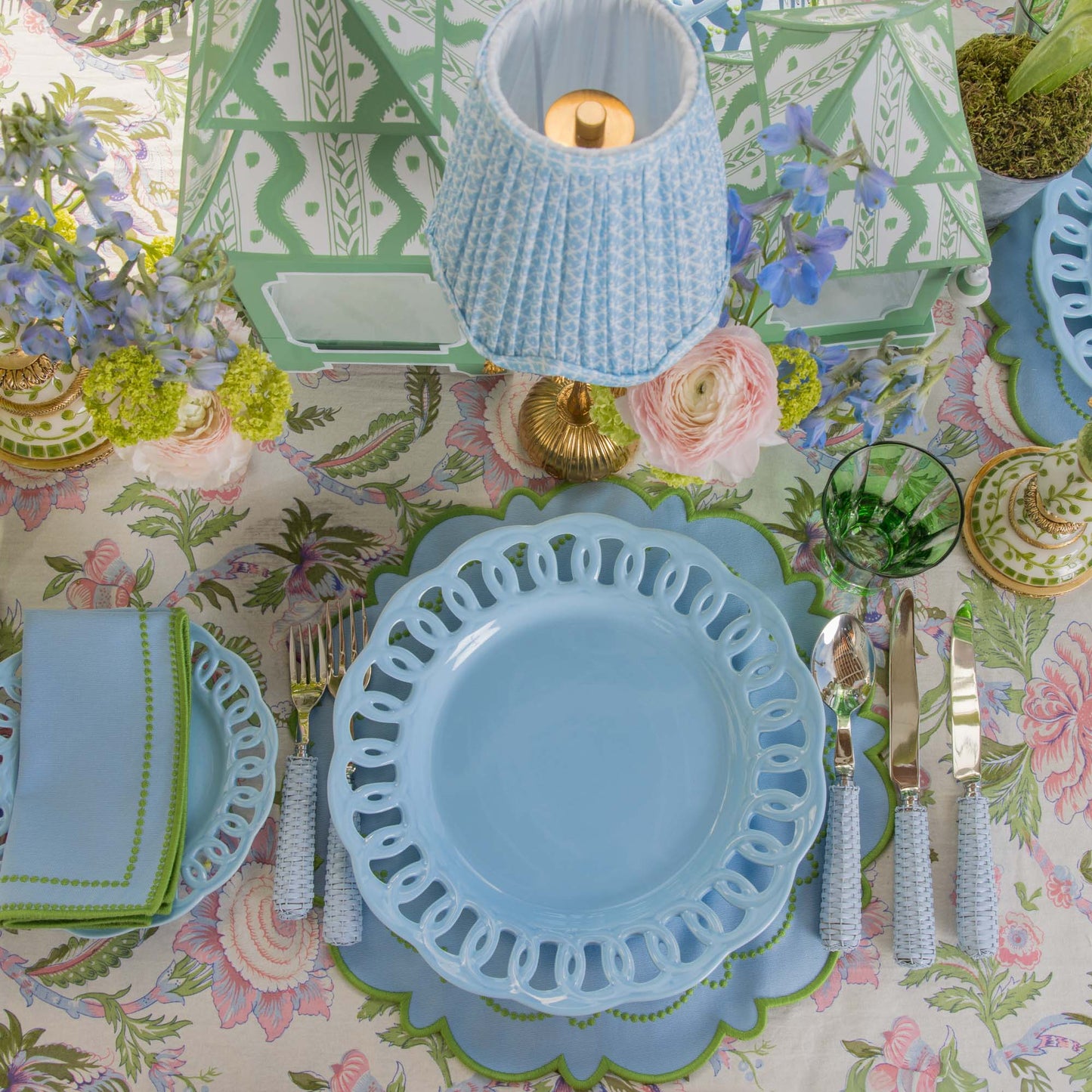 Tovaglioli Mariana blu e verde (set da 4)