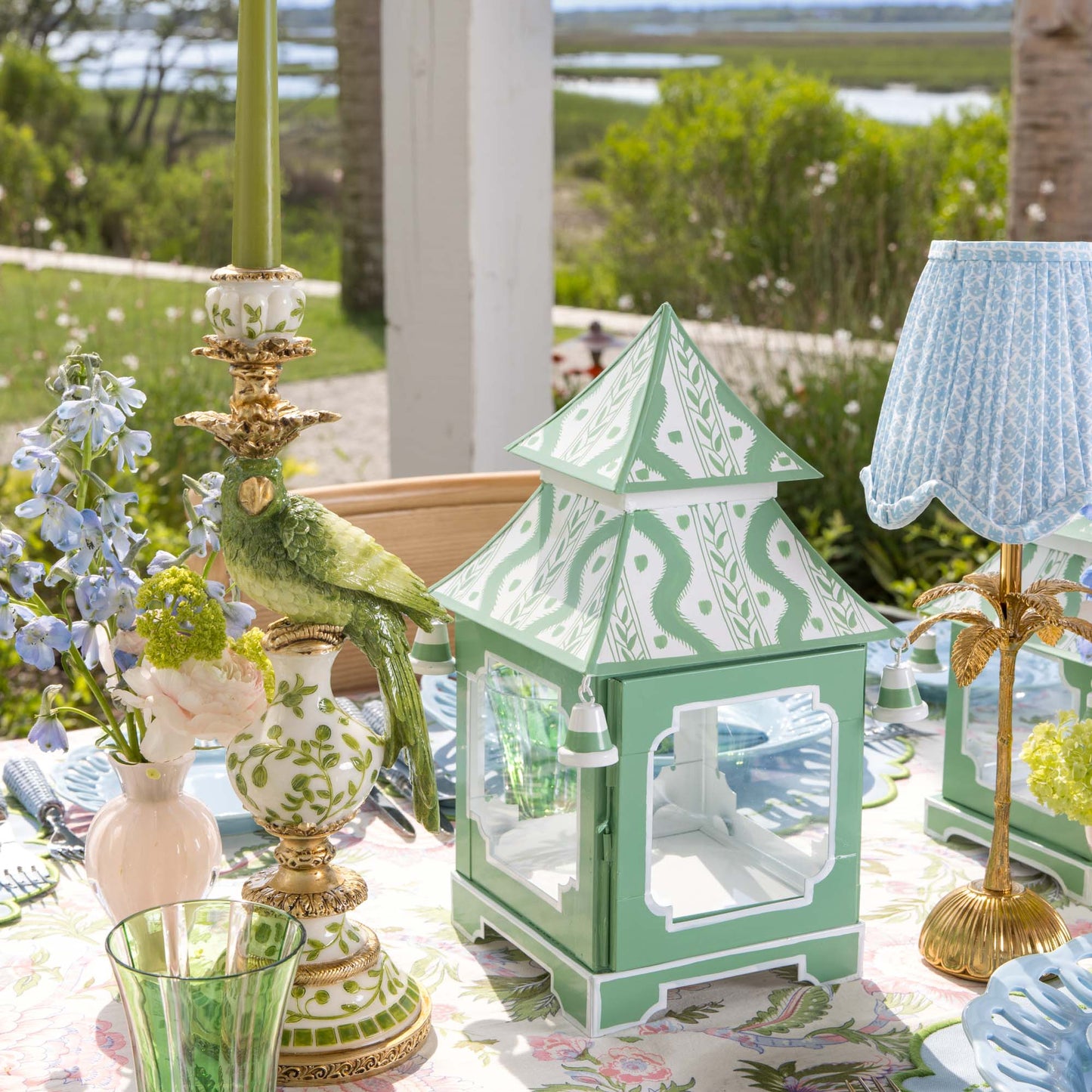 Lanterne Pagoda Ikat Mini Verdi (Coppia)