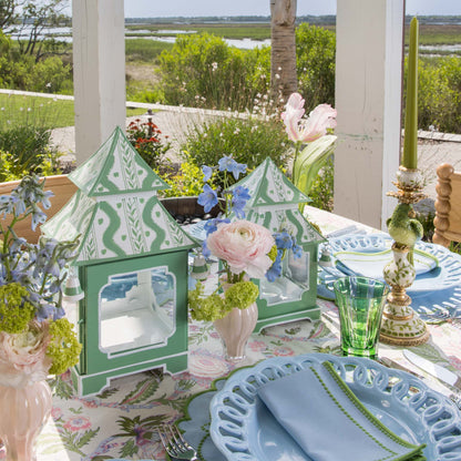 Tovagliette e tovaglioli Mariana blu e verde (set da 4)