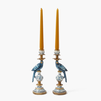 Portacandele piccolo pappagallo blu (coppia)