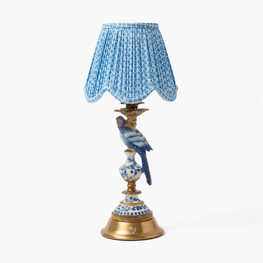 Lampada ricaricabile Blue Parrot con paralume a conchiglia Blue Lotus Deep (18 cm)