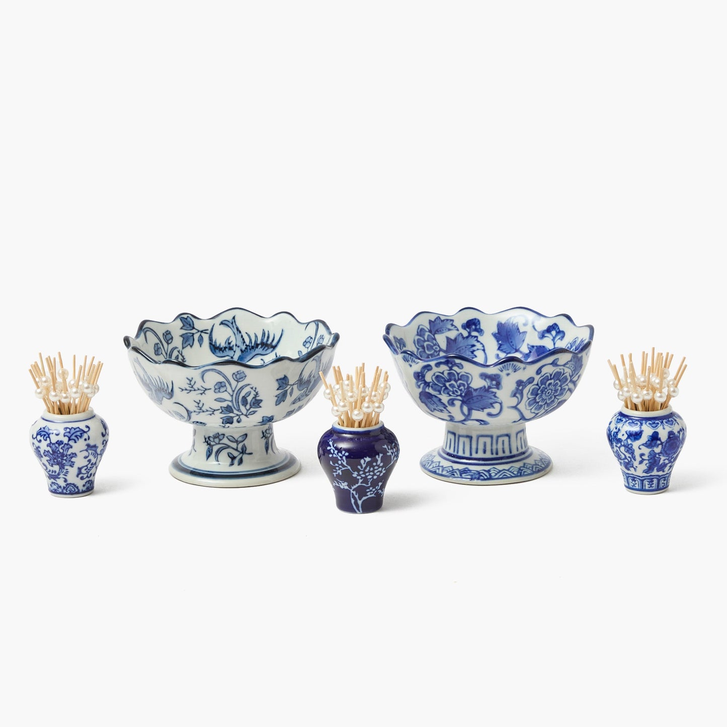 Ciotole da stuzzichino smerlate Chinoiserie (coppia)