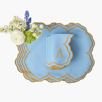 Tovagliette e tovaglioli Serena Blue &amp; Caramel (set da 4)